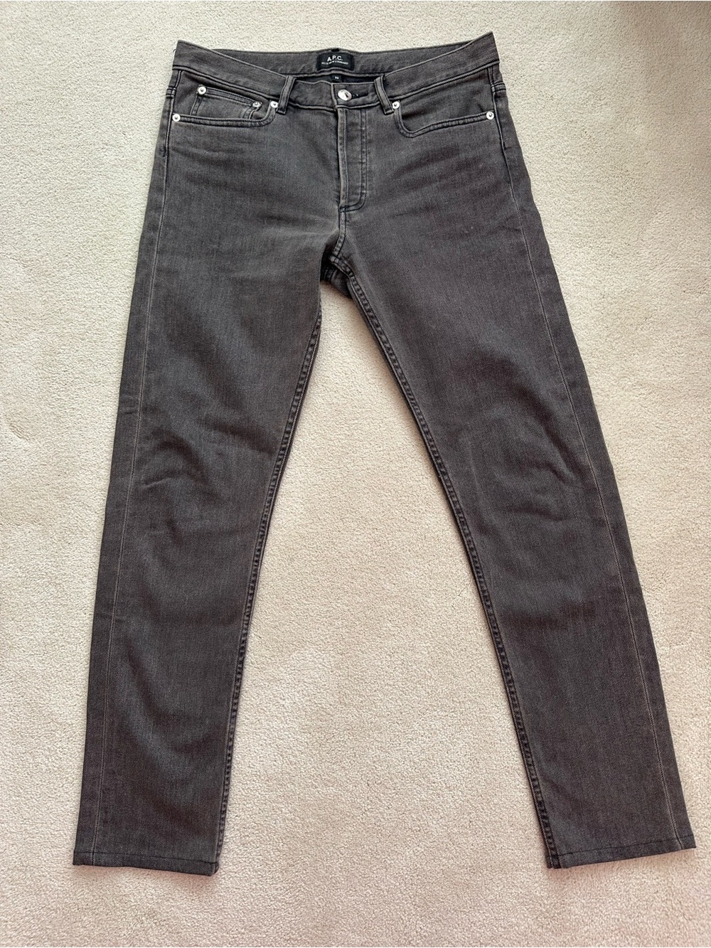 A.P.C. Petit New Standard Slim Straight Jeans in Washed Black | Size 30 x 29